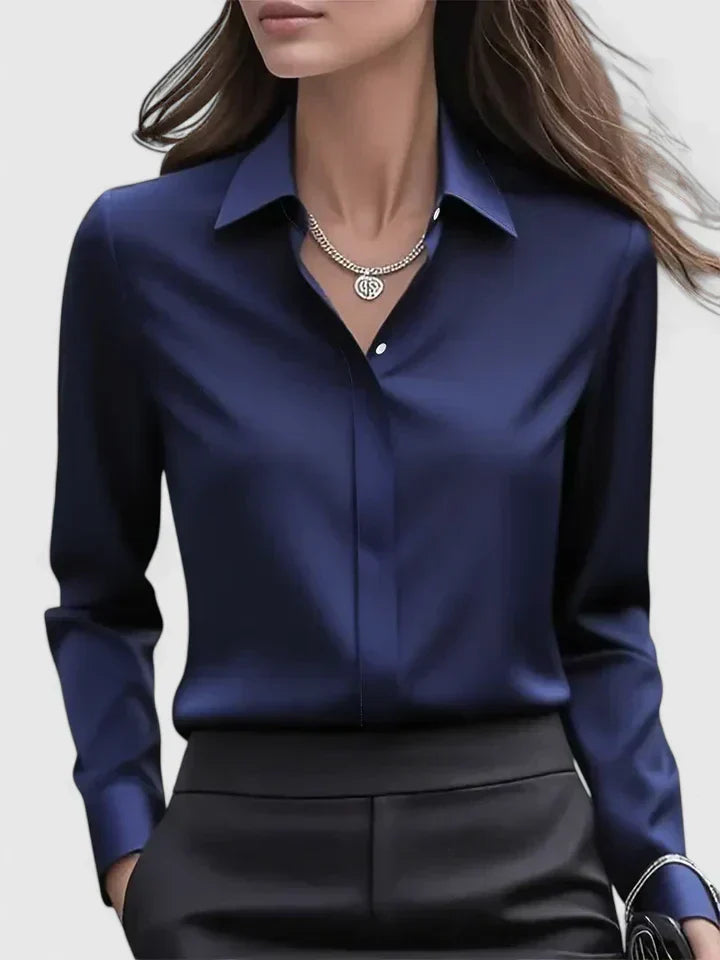 Elegantes Damen Langarmtop in Weiß, Schwarz, Marineblau oder Grau, vielseitig kombinierbar.