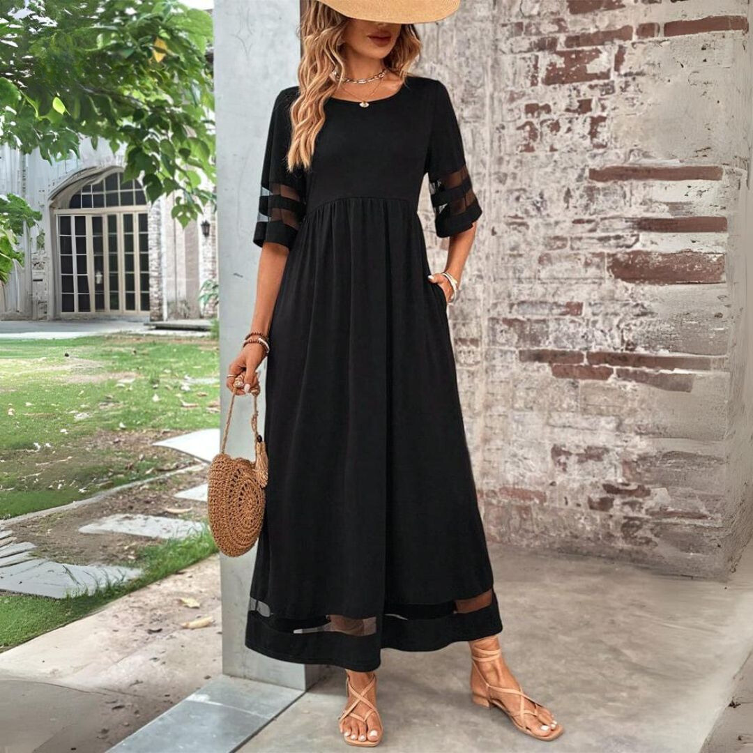 Elegantes Damen Maxikleid für besondere Anlässe, V-Ausschnitt. Stilvolles, langes Abendkleid.