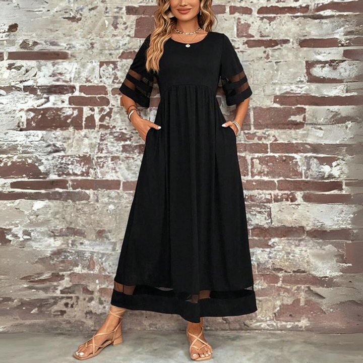 Festliches Maxikleid für Damen, modisch und elegant. Langes Partykleid mit V-Ausschnitt.