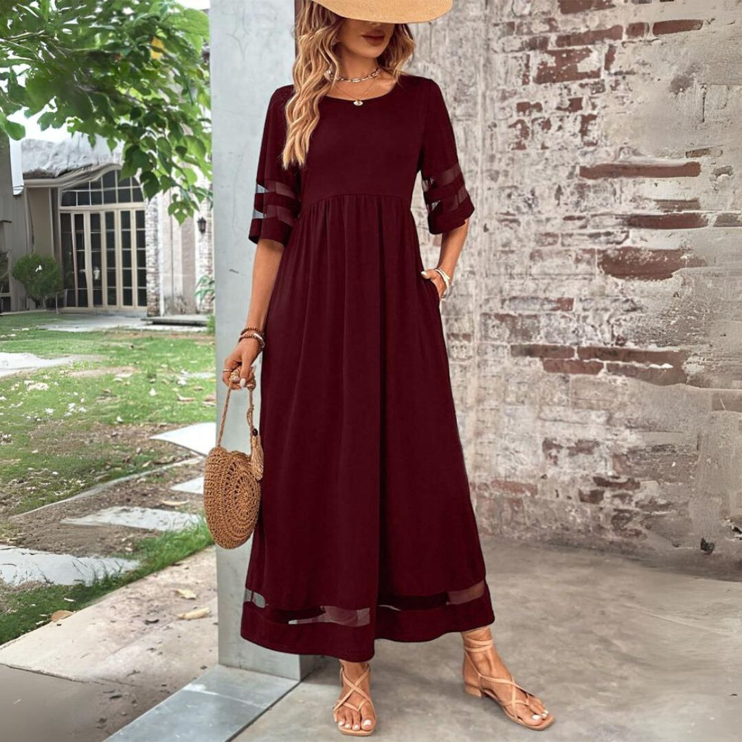 Elegantes, langes Maxikleid für Damen. Festliches Abendkleid mit V-Ausschnitt, perfekt für besondere Anlässe.