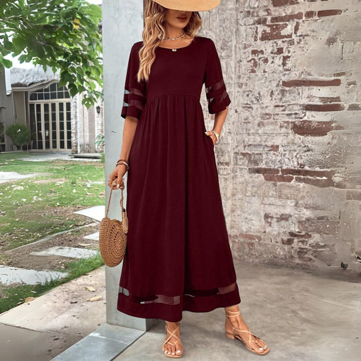 Elegantes, langes Maxikleid für Damen. Festliches Abendkleid mit V-Ausschnitt, perfekt für besondere Anlässe.