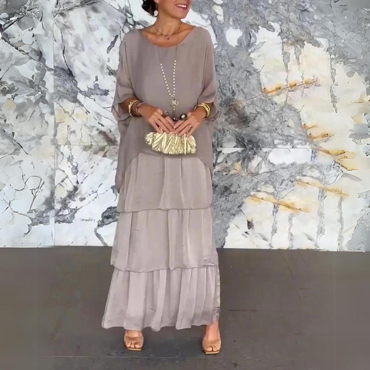 Bodenlanges Damen Sommer Maxikleid, fließend und elegant, ideal als Abendkleid für Party und besondere Events.