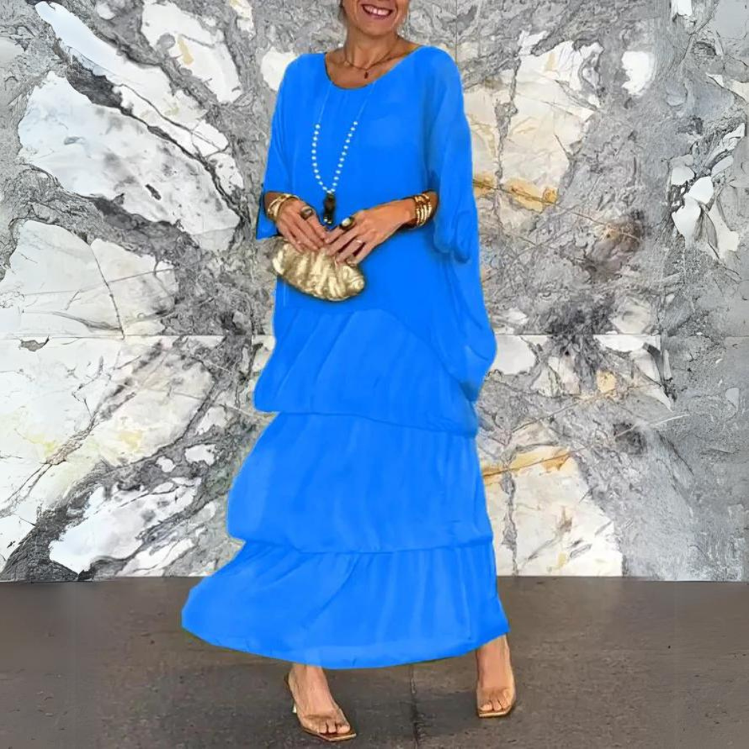 Modernes Damen Maxikleid, elegantes Abendkleid in fließender Qualität, bodenlang für festliche Anlässe.