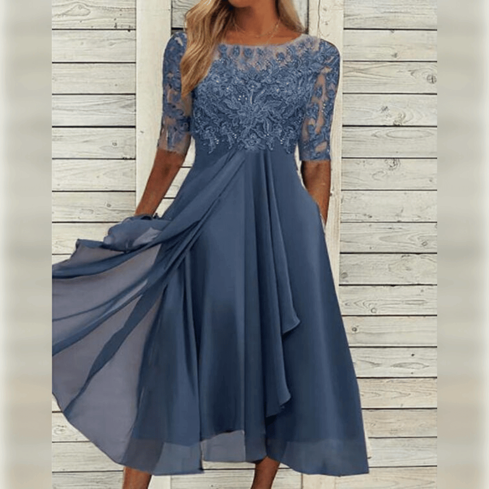 Elegantes Damen Midikleid, luftiger Stoff, schmeichelhafte Passform, ideal für jede Gelegenheit, Komfort und Stil.