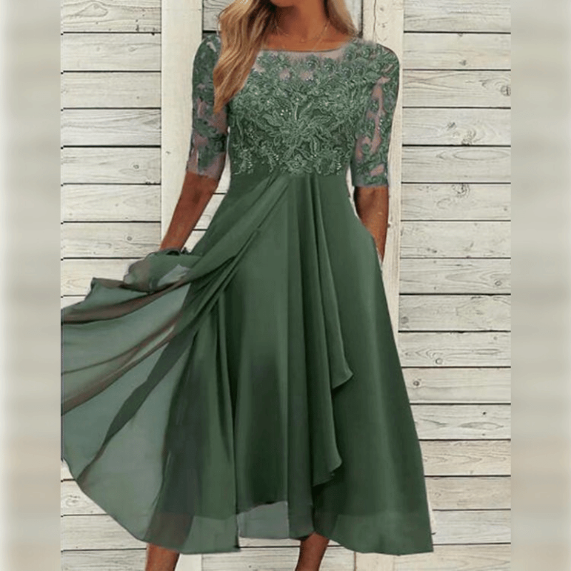 Elegantes Damen Midikleid, luftiger Stoff, schmeichelhafte Passform, ideal für jede Gelegenheit, Komfort und Stil.