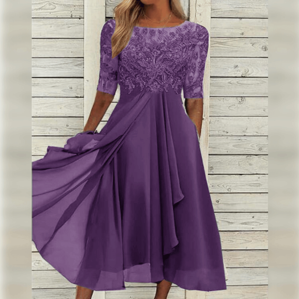 Elegantes Damen Midikleid, luftiger Stoff, schmeichelhafte Passform, ideal für jede Gelegenheit, Komfort und Stil.
