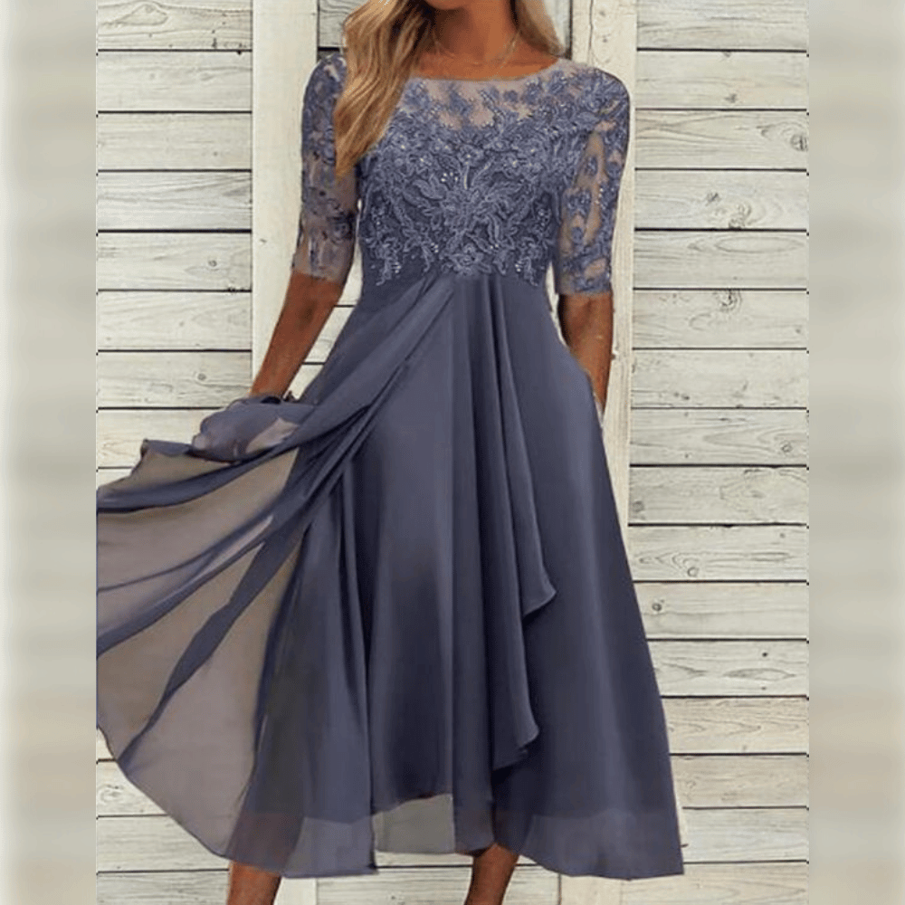 Elegantes Damen Midikleid, luftiger Stoff, schmeichelhafte Passform, ideal für jede Gelegenheit, Komfort und Stil.