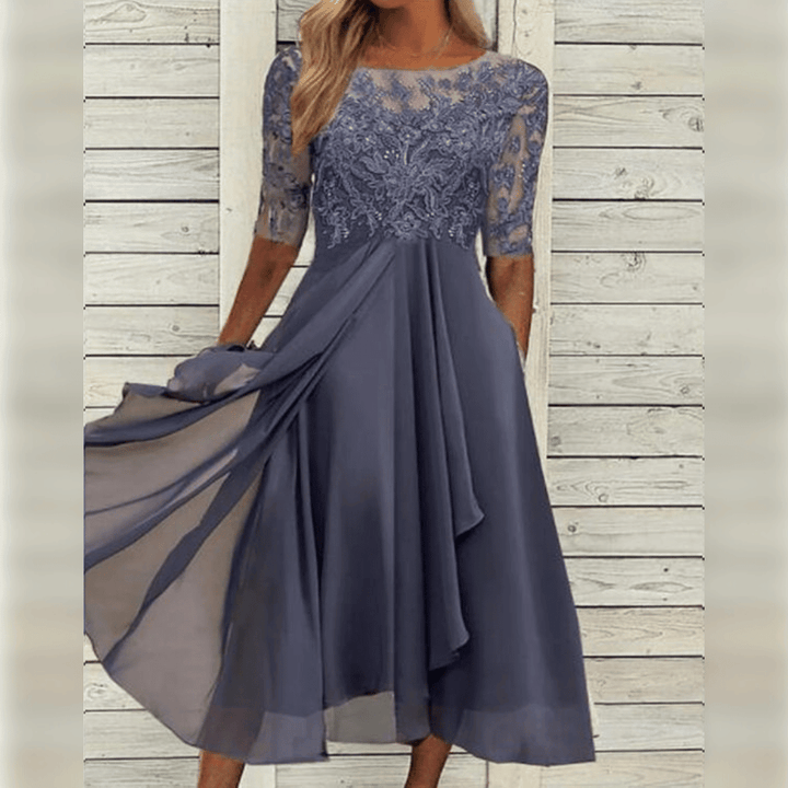Elegantes Damen Midikleid, luftiger Stoff, schmeichelhafte Passform, ideal für jede Gelegenheit, Komfort und Stil.