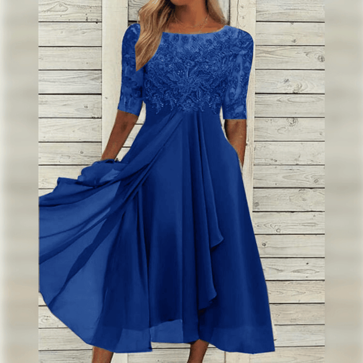 Elegantes Damen Midikleid, luftiger Stoff, schmeichelhafte Passform, ideal für jede Gelegenheit, Komfort und Stil.