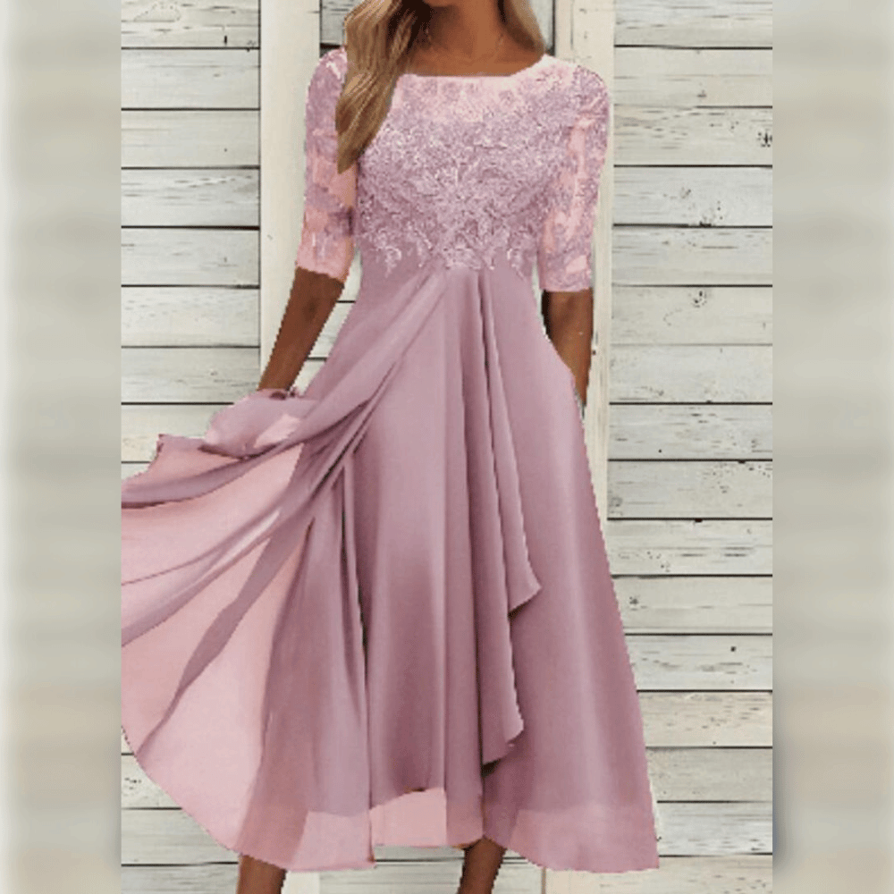 Elegantes Damen Midikleid, luftiger Stoff, schmeichelhafte Passform, ideal für jede Gelegenheit, Komfort und Stil.