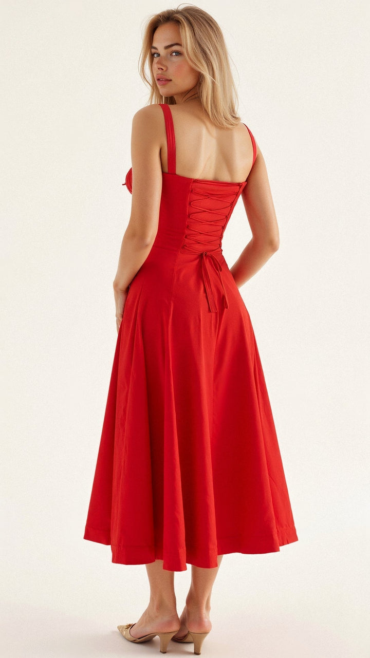 Elegantes Damen-Midikleid, geblühtes Korsettkleid, perfekt für Sommerfeste & Hochzeiten.