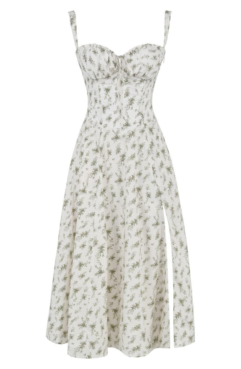 Einzigartiges Damen Corset Midikleid mit floralem Design, ideal für Frühling und Sommer.