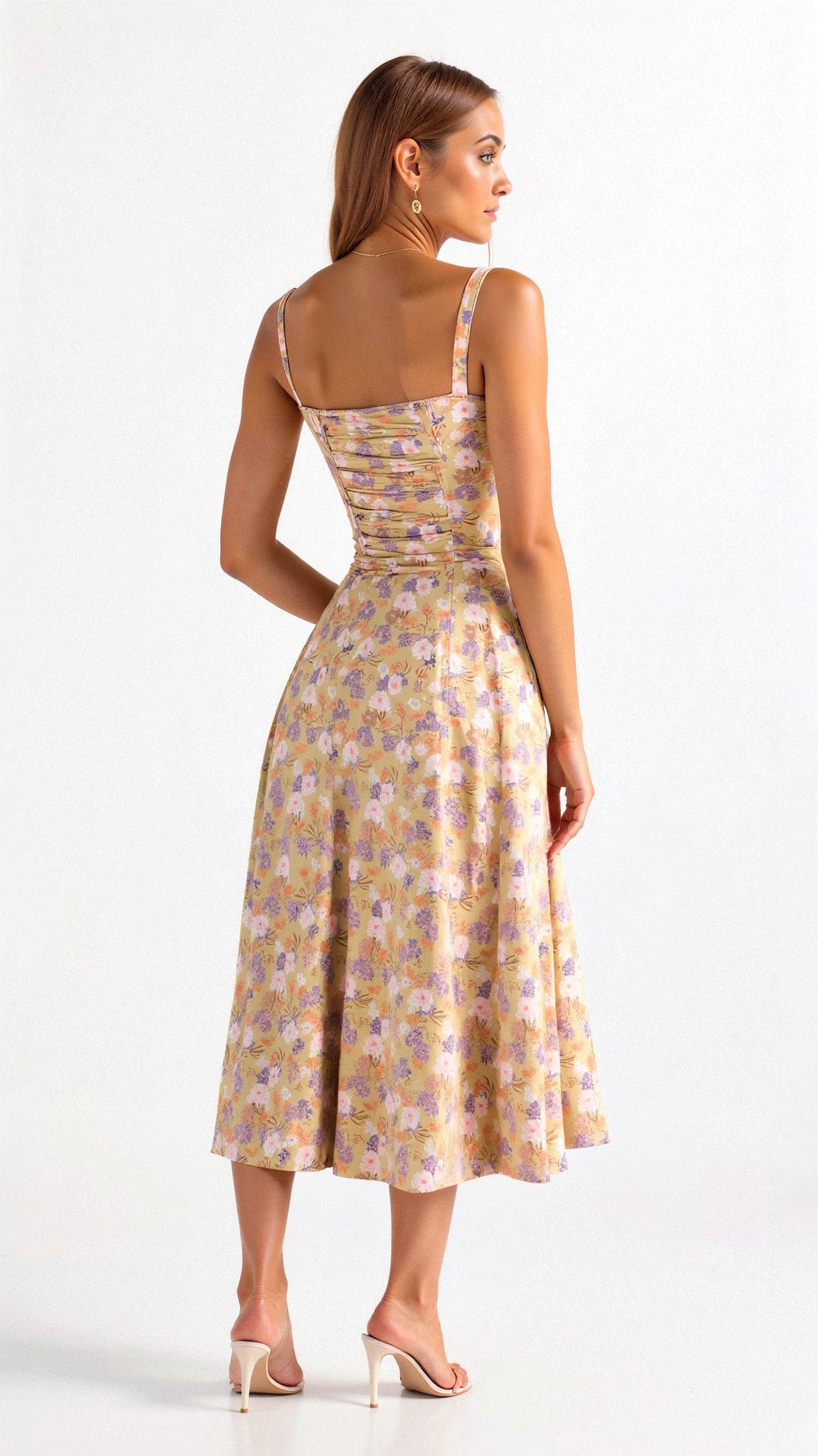 Festliches Corset Midikleid für Damen, geblümt, perfekt für elegante Anlässe im Sommer.