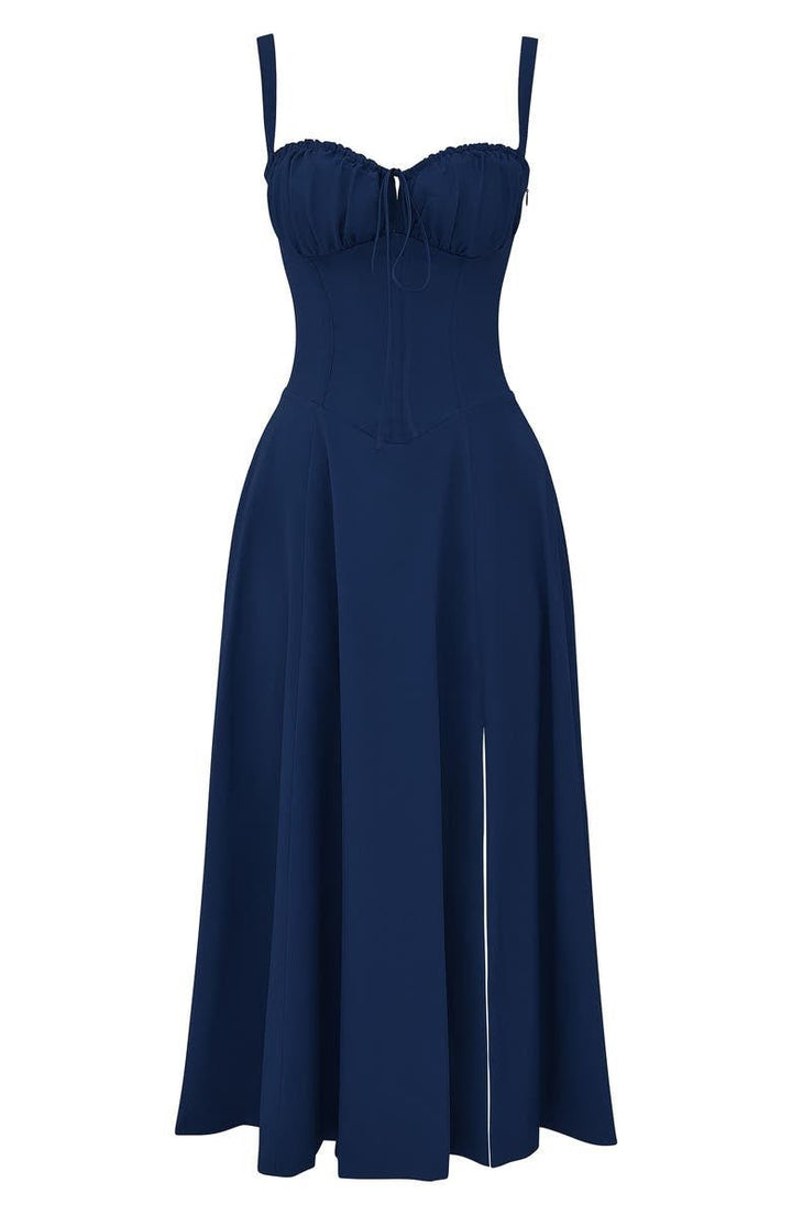 Damen Sommerkleid: Elegantes Midikleid mit Blumenprint und figurformendem Korsett.