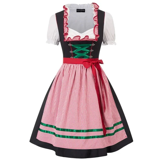 Traditionelles Damen Dirndlkleid für Oktoberfest mit feiner Stickerei am Mieder und passender Bluse.