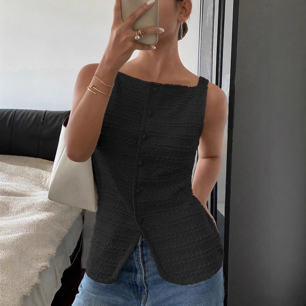 Modisches Damen Sommertop ärmellos mit elegantem quadratischem Ausschnitt, ideal für Freizeit & Mode.