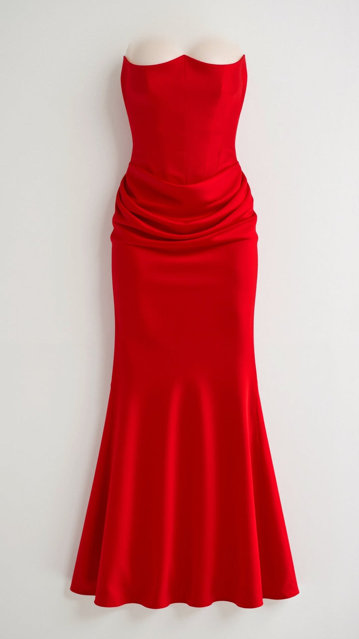 Festliches Säulen Maxikleid für Damen. Elegantes Hochzeitsgastkleid, ideal für Abendanlässe in Rot.