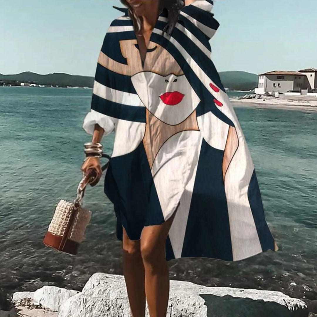 Vielseitiges Damen Sommer Hemdblusenkleid – elegant als Tageskleid oder lässig für den Urlaub.