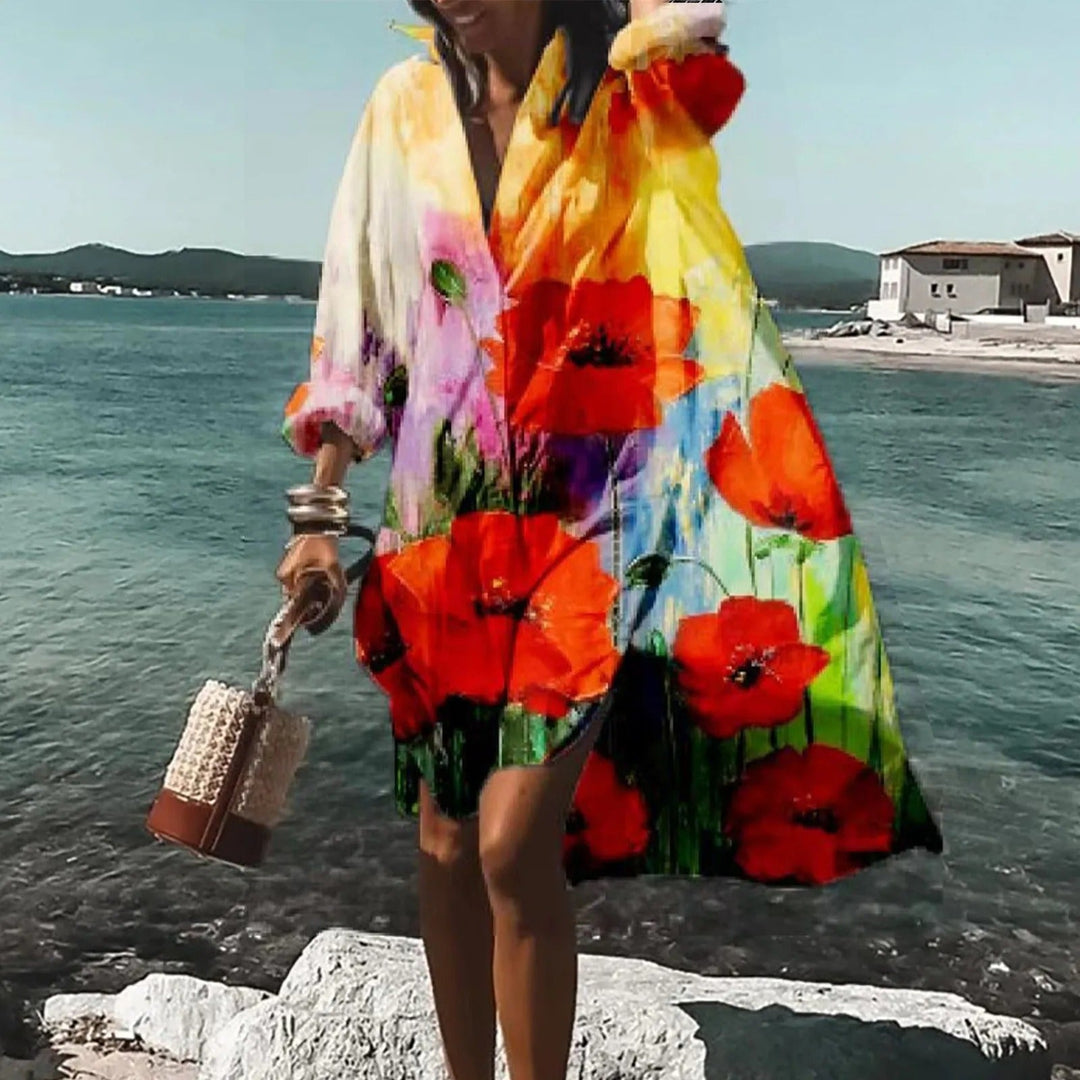Modisches Damen Sommer Freizeitkleid im Hemdblusen-Stil, elegant & lässig, ideal für den Strandurlaub.