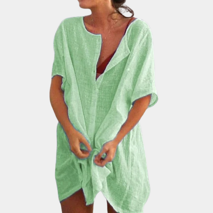 Leichtes, elegantes Damen Sommerkleid mit durchgehender Knopfleiste. Ideal für Casual-Looks im Sommer.