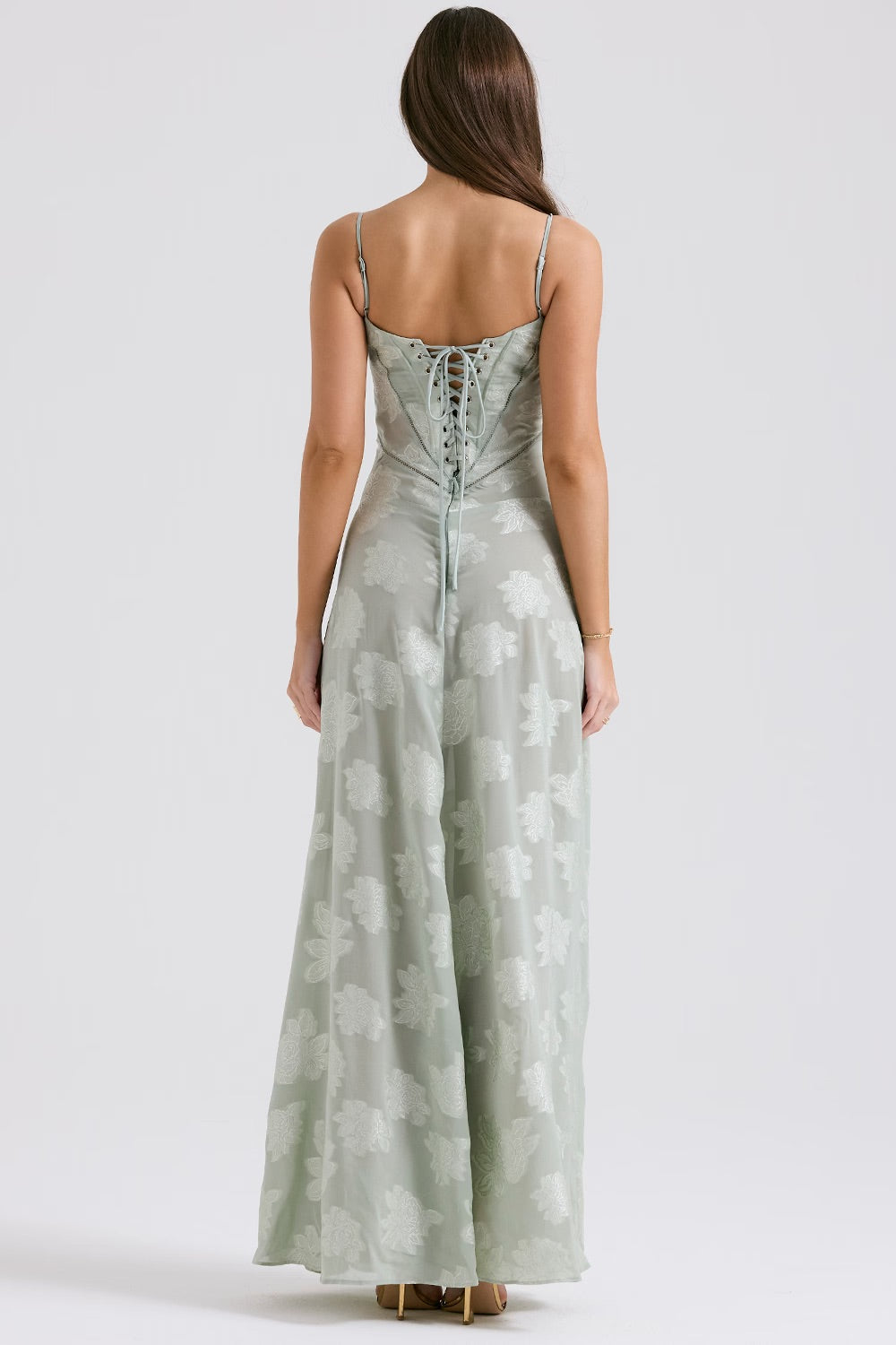 Festliches Spitzen Maxikleid für Damen, elegantes Abendkleid mit zartem Design, perfekt für Partys.