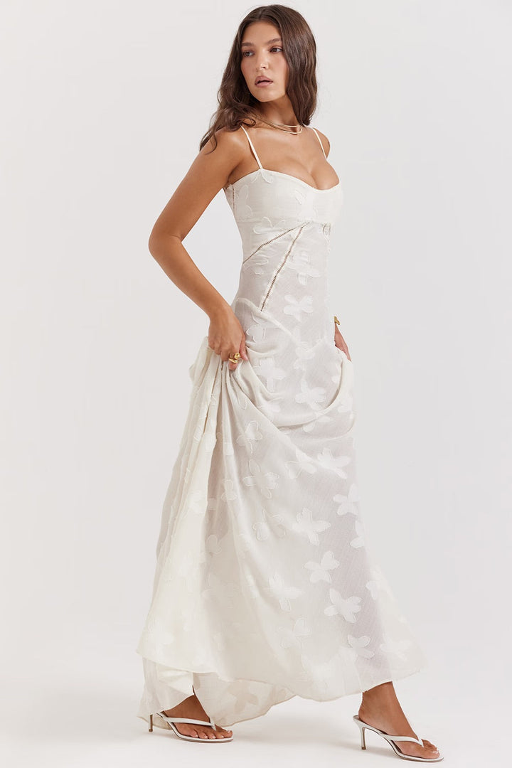 Vintage-inspiriertes Damen Spitzen Maxikleid, elegantes Abendkleid für glamouröse Herbst-Partys.