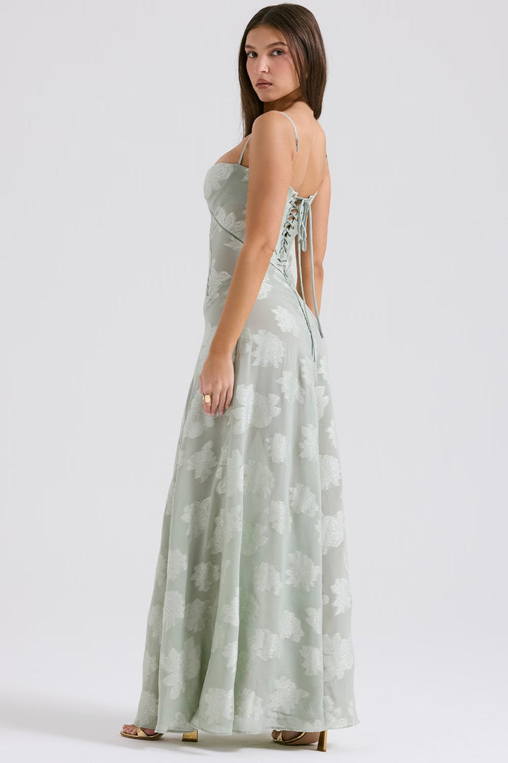 Elegantes Damen Glitzer-Spitzen Maxikleid, festliches Abendkleid für glamoröse Herbst-Partys.
