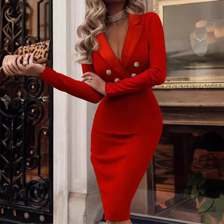 Elegantes Damen Wickel-Minikleid mit langen Ärmeln und V-Ausschnitt, perfekt für Frühling & Party.
