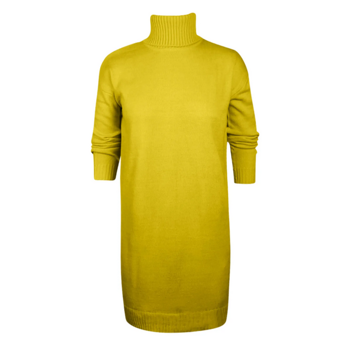 Edles Damen Rollkragenkleid aus Strick, ein warmes und stilvolles Winter-Outfit für Frauen.