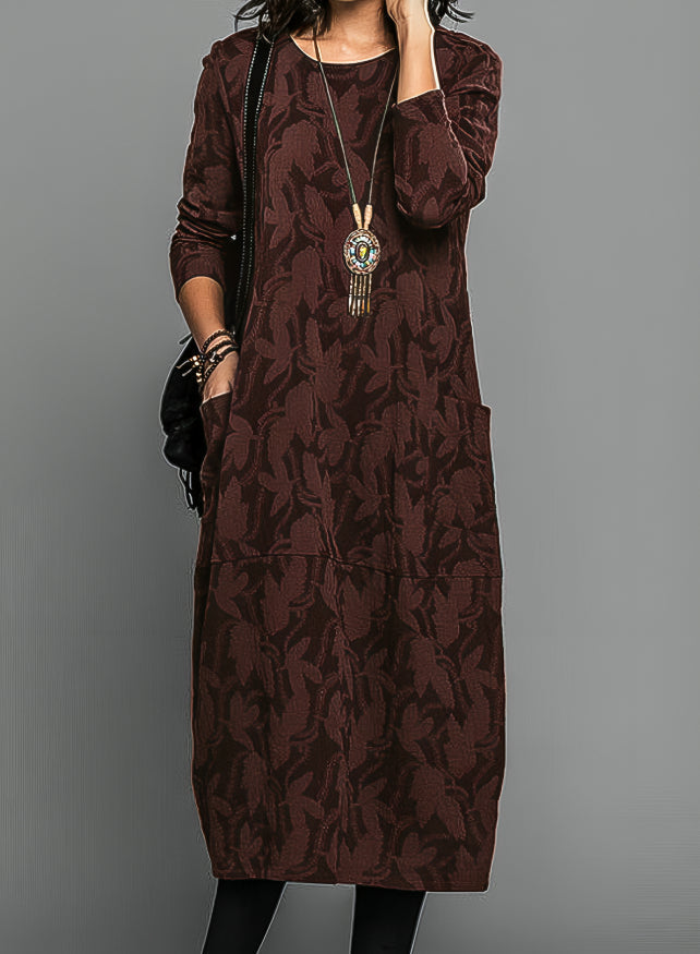 Elegantes Damen-Winterkleid, knielang, A-Linie, warm, mit praktischen Taschen. Perfekt für Büro & Freizeit.