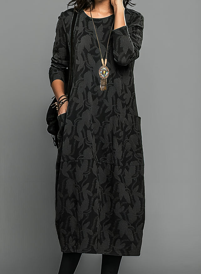 Festliches & elegantes Damen-Winterkleid, warm, mit Taschen. Knielanger Schnitt, ideal für Büro und besondere Anlässe.