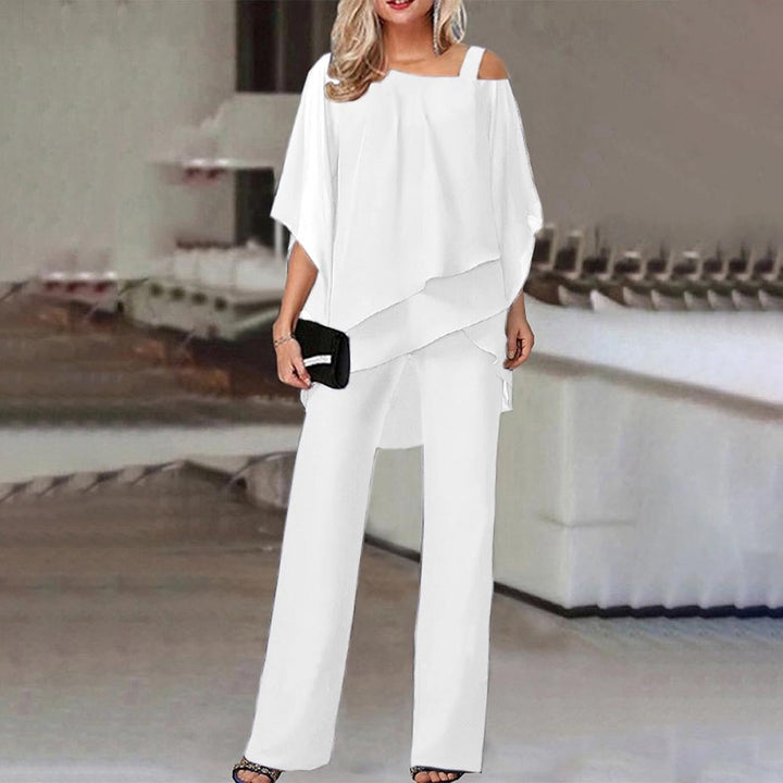 Damen Cold Shoulder Zweiteiler-Set, perfekt für herbstliche Anlässe. Elegantes Design für Freizeit, Business & Abend.