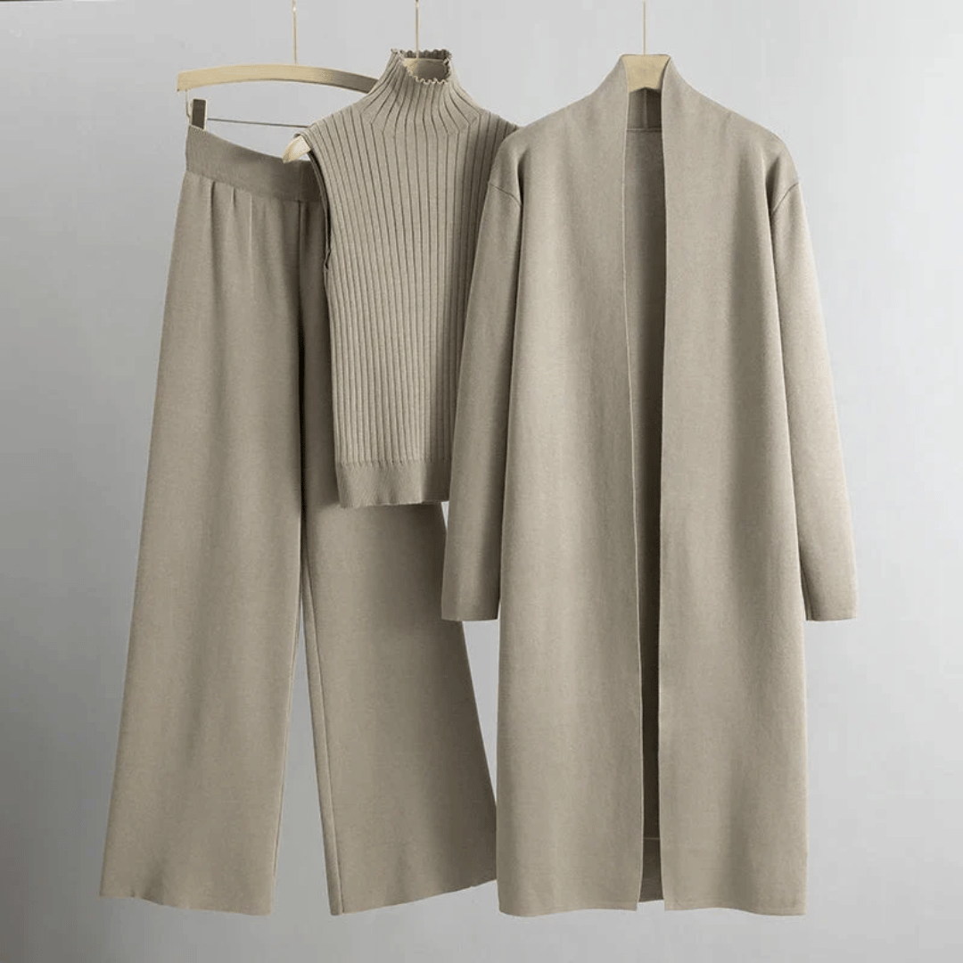 Bequemes, vielseitiges dreiteiliges Damen Hosen-Set für Frühling & Sommer. Ideal für Casual & Business Outfits.
