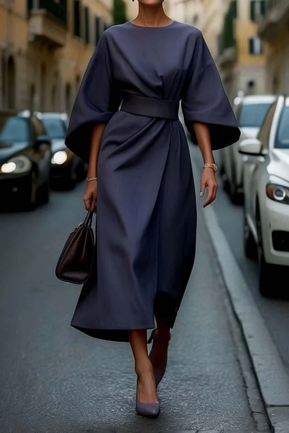 Damenkleid 'Emma' in elegantem Design mit auffälligen Laternenärmeln