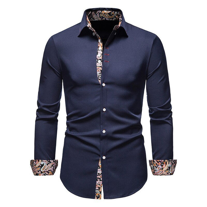 Detailansicht elegantes Herren Langarm Businesshemd. Hochwertiger Stoff, klassischer Kragen für professionellen Stil.