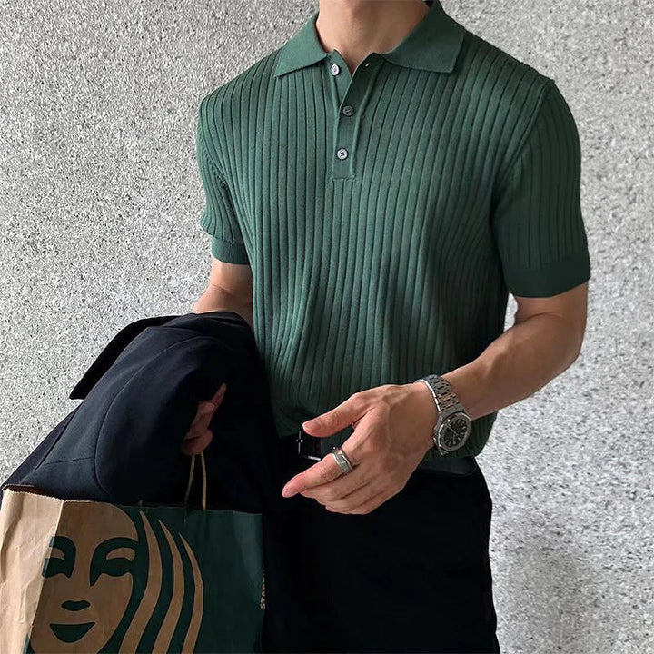 Elegantes Herren Poloshirt mit Kragen für Herbst & Alltag. Langarmiges Button-Polo für Business Casual & Freizeit.