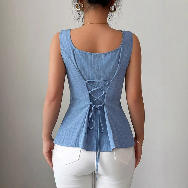 Modisches königsblaues Damen Peplum Top, ärmellos und figurbetont, ein Must-have für Frühling/Sommer Mode.