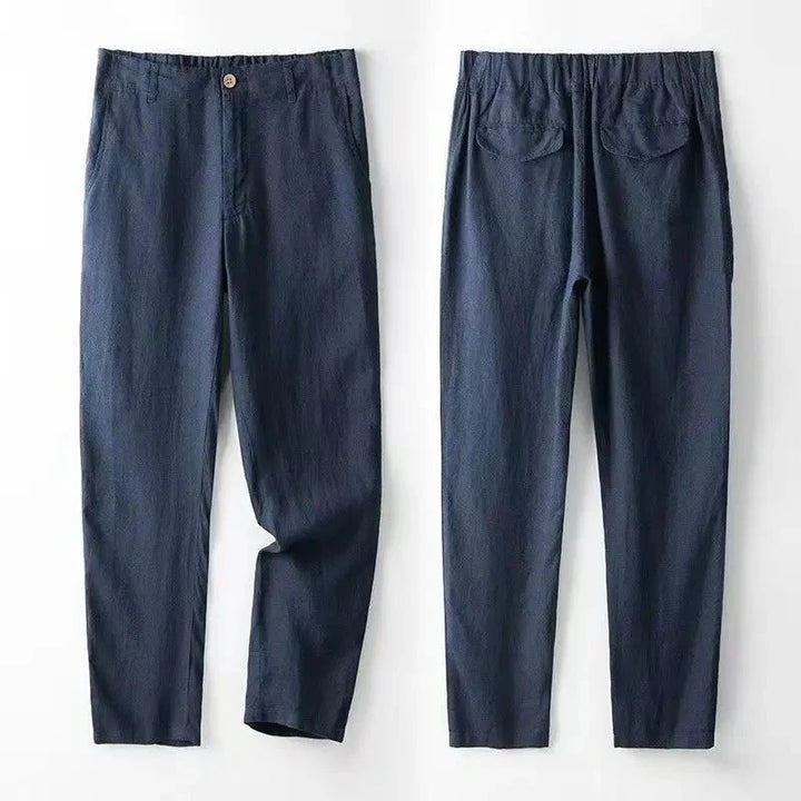 Elegantes Leinen-Set für Herren: Slim-Fit, beige, atmungsaktiv, 2-teilig, ideal für Sommeranlässe. Taille mit elastischem Bun