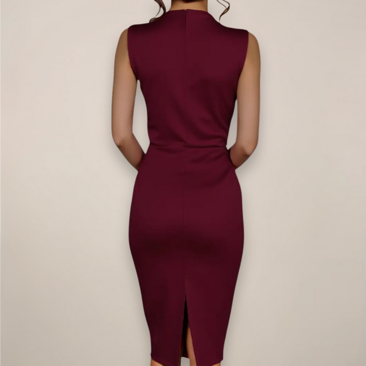 Klassisches schwarzes ärmelloses Midikleid für Damen, Etui-Stil, elegant & vielseitig. Perfekt für festliche Events.