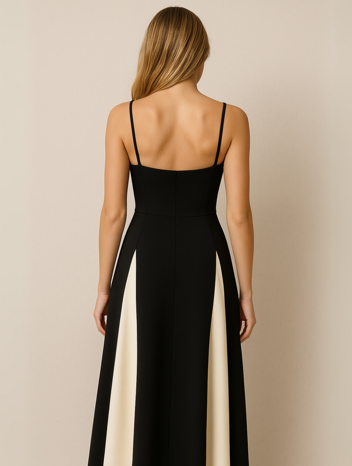 Modisches schwarzes Damen Maxikleid für Hochzeiten, Gala & formelle Veranstaltungen; langes Festkleid.
