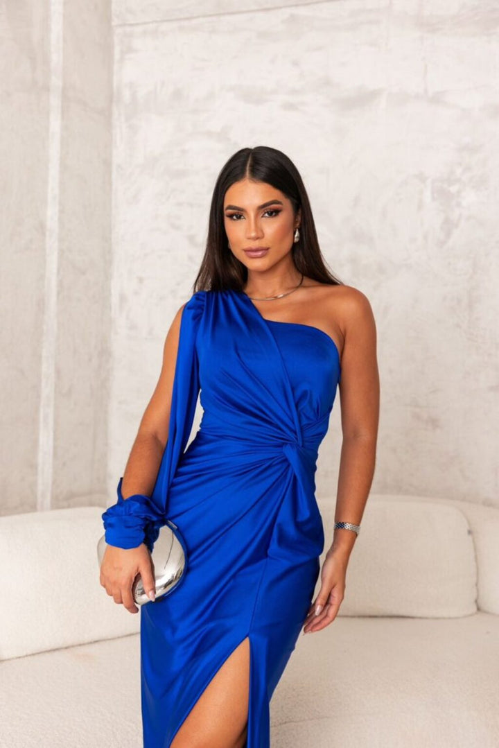 Schickes türkises Cocktailkleid, Ein-Schulter-Design, perfekt für Abendveranstaltungen & Feiern.