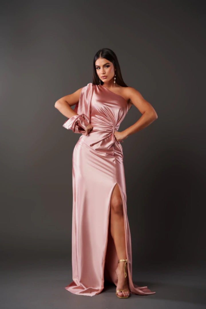 Exklusives türkises Maxikleid, Ein-Schulter, für besondere Abendmode & Party-Outfits.
