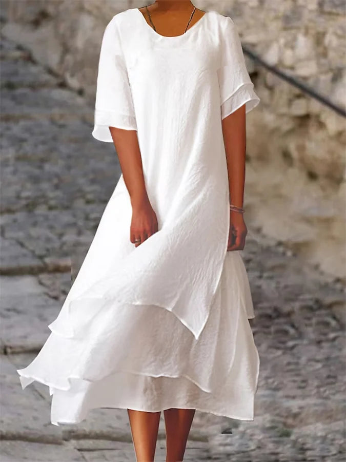 Elegantes, vielseitiges Damen Sommerkleid mit Kurzarm. Leicht & bequem für Freizeit und Alltag.