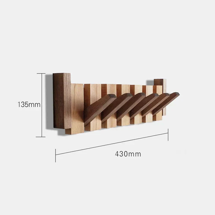 Holzgarderobe Wandhaken, 6 Haken, 430mm, Eiche, modern, platzsparend, für Flur oder Büro.
