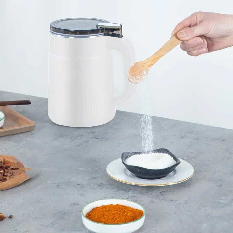 Moderne elektrische Getreidemühle mit Präzisionsmahlwerk, ideal für frisch gemahlenes Mehl zu Hause.