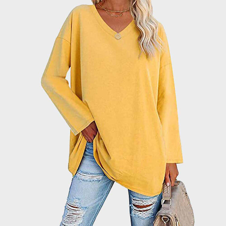 Bequemes Damen Oberteil Elke Basic Shirt V-Ausschnitt