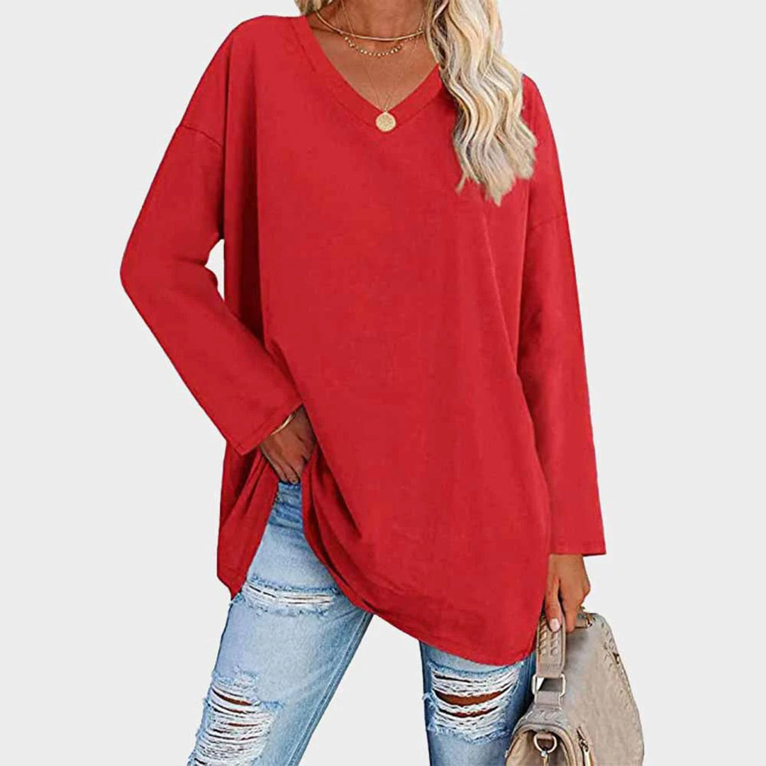 Elke Damen Oberteil V-Ausschnitt lässiger Look