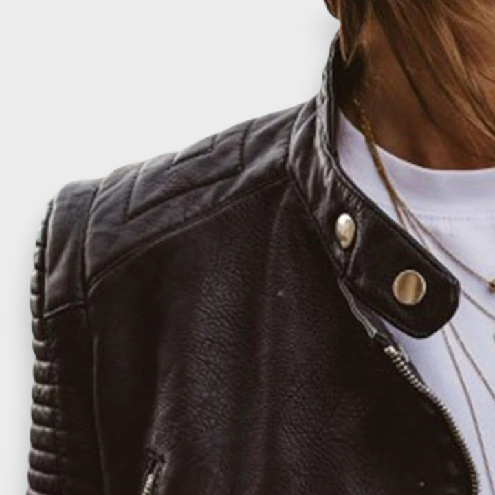 Schwarze Damen Bikerjacke im Regular Fit, Streetstyle Jacke für Freizeit und Alltag
