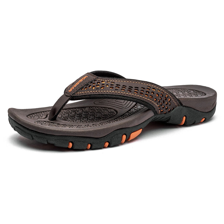 Ergonomische Herren Slipper in Khaki, bequem und stützend, ideal für ganztägigen Komfort.