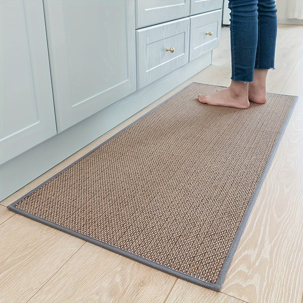 Ergonomische Küchenmatte in Beige, stilvolles Design, gepolstert, rutschfest für Komfort und Sicherheit in der Küche.